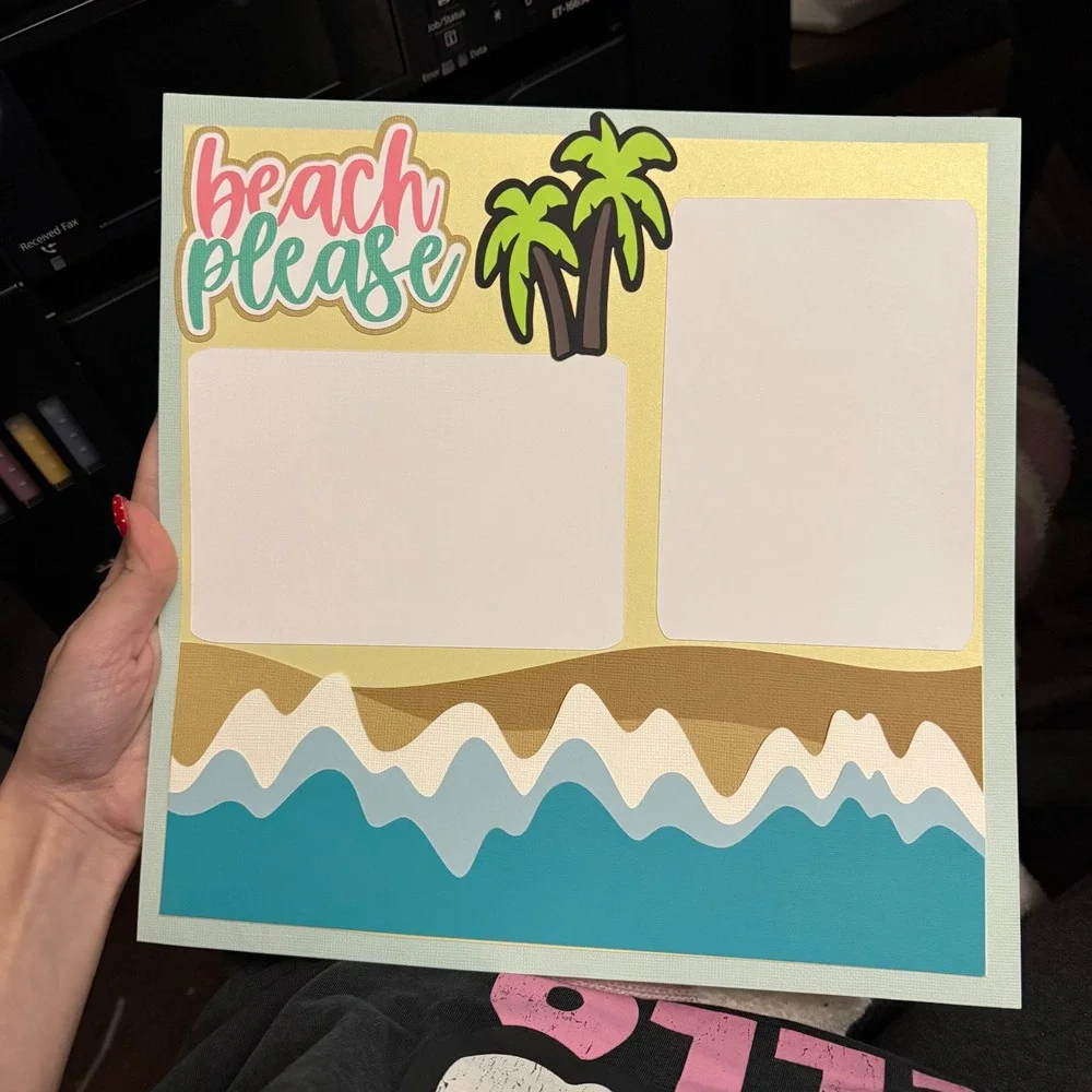 Beach Please Premade 12x12 Scrapbook Page Layout 85lb Cardstock Tropical Ocean
